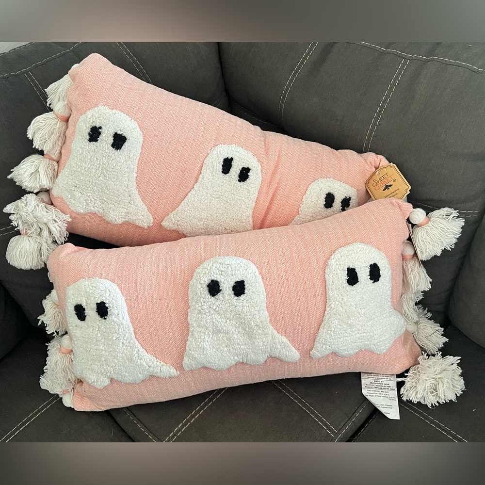 Set of Two Pink Ghost Pillows